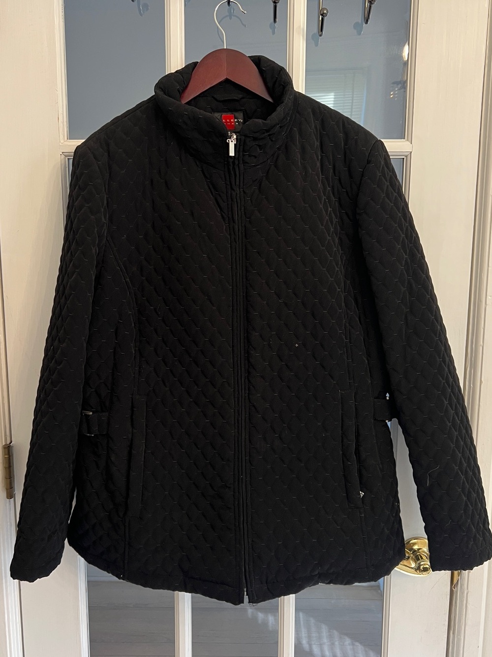 Gallery Woman Women’s Black Quilted Zip Front Stand Collar Jacket Plus Size 1X